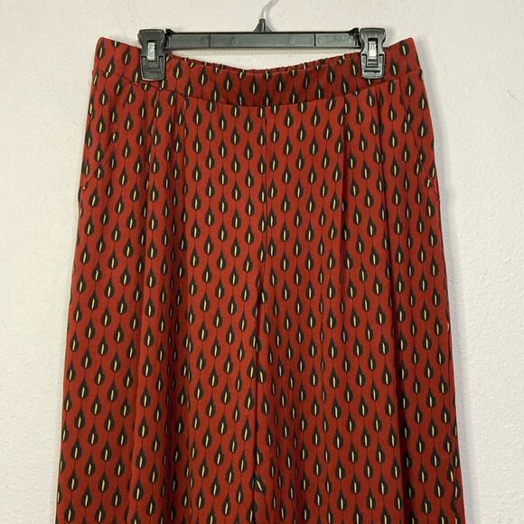 Garnet Hill Women Maroon/Black Tencel Wide-Leg Comfortable Trouser Size Large - Picture 4 of 9